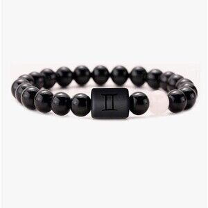 Unisex Gemini Onyx Beaded Stretch Bracelet - Air Element - Natural Healing Stone